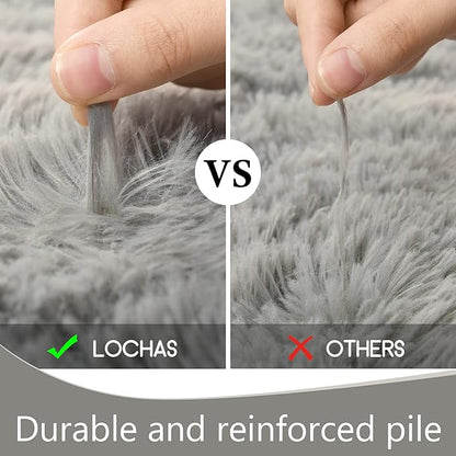 LOCHAS Ultra Soft Indoor Modern Area Rugs Fluffy Living Room Carpets for Children Bedroom Home Decor Nursery Rug 2x6 Feet, Gray