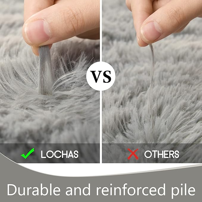 LOCHAS Ultra Soft Indoor Modern Area Rugs Fluffy Living Room Carpets for Children Bedroom Home Decor Nursery Rug 5.3x7.5 Feet, Gray