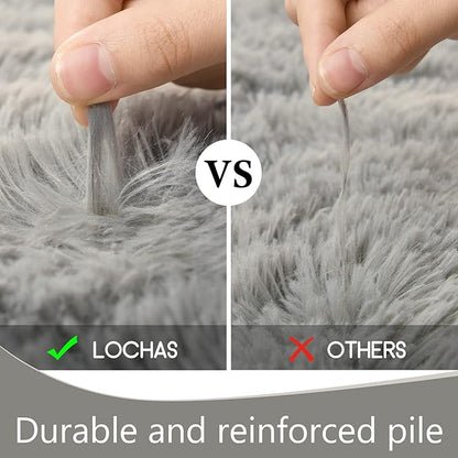 LOCHAS Ultra Soft Indoor Modern Area Rugs Fluffy Living Room Carpets for Children Bedroom Home Decor Nursery Rug 3x5 Feet, Grey