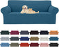 Cupuamon 2026 New Stretch Sofa Slipcovers Couch Cover for 3 Cushion Furniture Protector Sofa Covers with Elastic Bottom Jacquard Fabric Small Checks for Pets, Kids -Sofa, Peacock Blue