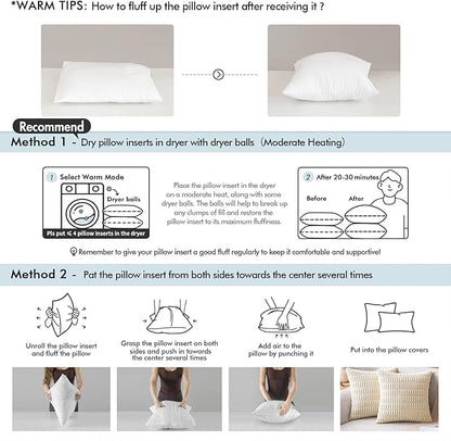 MIULEE 22x22 Pillow Inserts,Set of 4 100% Virgin Microfiber with Cotton Cover Throw Pillows for Couch Sofa and Bed