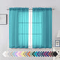 Aiyufeng Turquoise Sheer Curtains 45 Inch Length 2 Panels Set, Light Filtering Airy Rod Pocket Turquoise Window Curtain Treatment Drapes for Kitchen Bedroom Living, Each 42Wx45L Inches