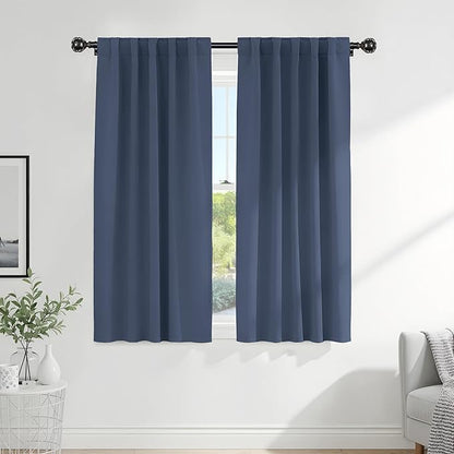 PONY DANCE Blackout Curtains Thermal Insulated Window Treatment Panels Room Darkening Blackout Drapes for Living Room Back Tab/Rod Pocket Bedroom Draperies (2 Panels,Blue Haze, 52x63 Inch)