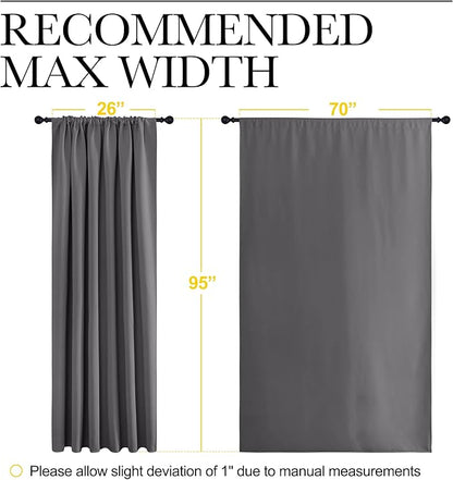 NICETOWN Blackout Curtain Panels for Window - Thermal Insulated Rod Pocket Blackout Drapes/Draperies for Dining Room (2 Panels, W70 x L95 inches, Grey)