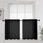 OWENIE Short Sheer Curtains 24 Inches Long 2 Panels for Bathroom Window, Rod Pocket Light Filtering Sheer Tier Curtains for Small Kitchen Laundry Room, RV, Camper Travel Trailers, 42 W x 24 L, Black
