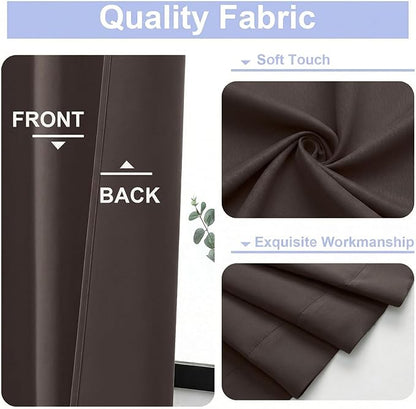 Simplebrand Blackout Extra 10ft Curtains for Patio 120 Inches Long 2 Panels Set, Solid Thermal Insulated Energy Saving Rod Pocket Window Treatment Curtains Blackout Drapes, 50" Wx120 L, Chocolate