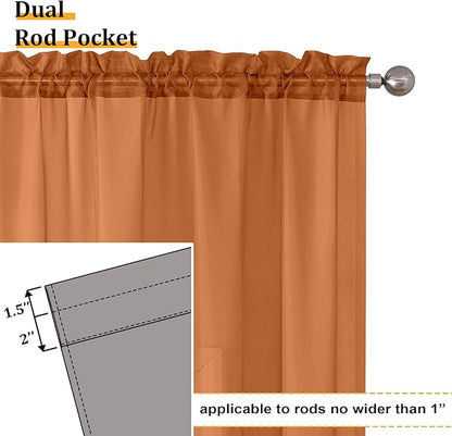 Aiyufeng Orange Sheer Curtains 72 Inch Length 2 Panels Set, Light Filtering Airy Rod Pocket Orange Window Curtain Treatment Drapes for Kitchen Bedroom Living, Each 42Wx72L Inches