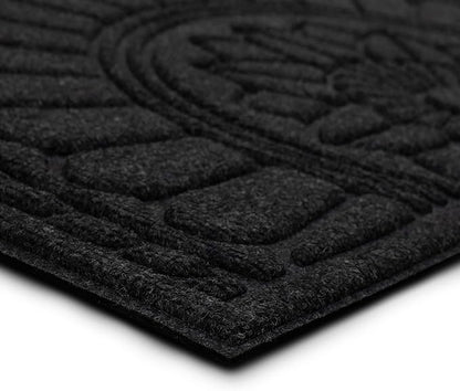 Mohawk Home Entryway Door Mat 2' X 3' All Weather Outdoor Non Slip Recycled Rubber Doormat, Rope Impressions Black