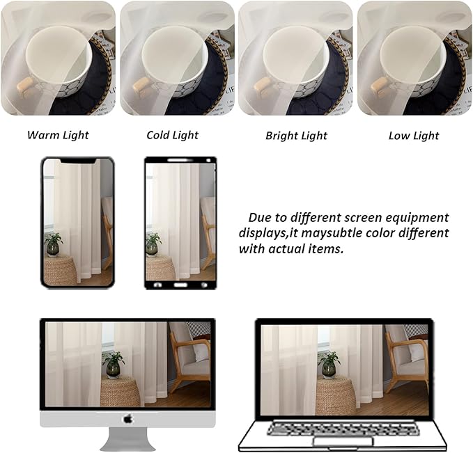 Chyhomenyc Cream Sheer Curtains 72 Inch Length 2 Panels, Light Filtering Top Dual Rod Pocket Voile Window Curtain Drapes for French Door, Bedroom Living and Children Room, Each 42W x 72L