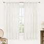 LAMIT Faux Linen Curtains 63 inches Long for Bedroom, Ivory Rod Pocket Linen Drapes Light Filtering Semi Sheer Privacy Curtains for Small Window/Farmhouse, 2 Panels (52 x 63 Inch, Natural)