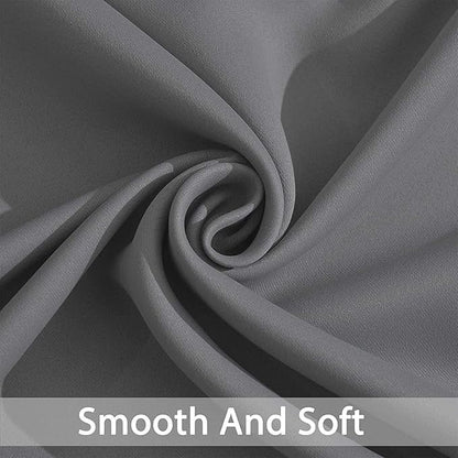 Yakamok Room Darkening Gray Blackout Curtains Thermal Insulated Grommet Curtain Panels for Bedroom, 42W x 72L, Grey, 2 Panels