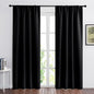 RYB HOME 2 Panels Blackout Doorway Curtains, Thermal Insulated Privacy Rod Pocket Easy Installation Drapes for Living Room Bedroom Dining Room, Width 34 by Length 80, Black