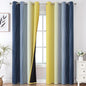 Estelar Textiler Navy Blue and Yellow Ombre Blackout Curtains 102 Inches Long for Bedroom, Thermal Insulated Full Room Darkening Grommet Gradient Drapes for Living Room, 52Wx102L, 2 Panels