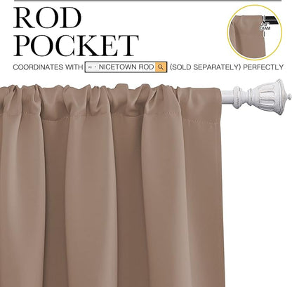 NICETOWN Kids Blackout Curtain Panels - Window Treatment Thermal Insulated Solid Rod Pocket Blackout Drapes for Bedroom (Cappuccino, Set of 2, 52 by 72 Inch)