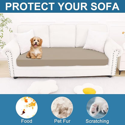 Smiry Printed Couch Cushion Covers, Stretch Soft Couch Covers for Sofa, Washable Non-Slip Sofa Slipcover Furniture Protector for Indoor and Outdoor (Large, Taupe)