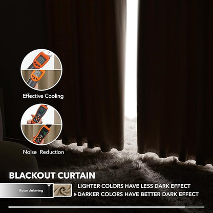 Deconovo Blackout Curtains, Thermal Insulated, W52 x L95 2 Panels, Back Tab, Machine Washable, Room-Darkening Drapes for Bedroom/Living Room Khaki