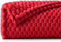 BEDELITE Fleece Twin Blanket for Couch & Bed - 3D Jacquard Decorative Red Throw, Super Soft and Cozy Warm Fuzzy Blanket All Seasons Suitable, 60x80Inches