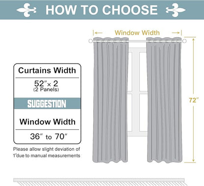 ChrisDowa Grommet Blackout Curtains for Bedroom and Living Room - 2 Panels Set Thermal Insulated Room Darkening Curtains (Stone Blue, 52W x 72L)