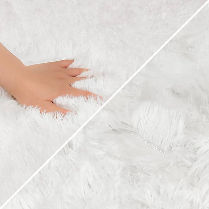 Runner Rug for Bedroom White 3x10ft Fluffy Area Rug Bedside Runner Rug for Kids Room Boys Teens Nursery Baby Living Room Dorm Home Decor Carpets