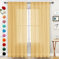 SpaceDresser Basic Rod Pocket Sheer Voile Window Curtain Panels Gold 1 Pair 2 Panels 52 Width 72 Inch Long for Kitchen Bedroom Children Living Room Yard（Gold, 52W x 72L）