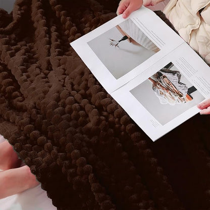 Puncuntex Brown Throw Blanket 60"×80" inches Fuzzy 3D Jacquard Decorative Flannel Fleece Super Soft Plush Cozy Blanket for Couch Sofa Chair Lightweight