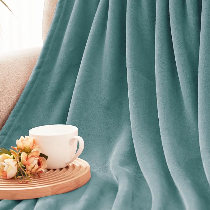 Exclusivo Mezcla Fleece Blanket Twin Size for Bed, Super Soft and Warm, All Season, Cozy, Plush, Lightweight, 60x80 Inches Celadon