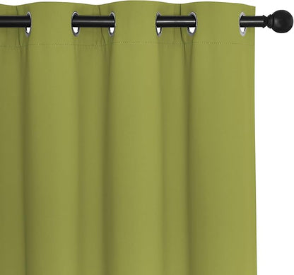 NICETOWN Fresh Green Blackout Curtains for Living Room, Window Treatment Thermal Insulated Room Darkening Grommet Drapes Sound Dampening for Bedroom, 2 Panels, W37 x L72