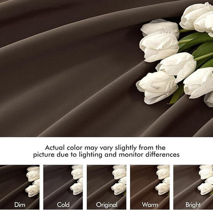 MIULEE Chocolate Brown Back Tab Blackout Curtains 84 Inch Length 2 Panels Set for Living Room Bedroom Privacy, Rod Pocket/Pinch Pleat Thermal Insulated Room Darkening Pleated Light Blocking Drapes
