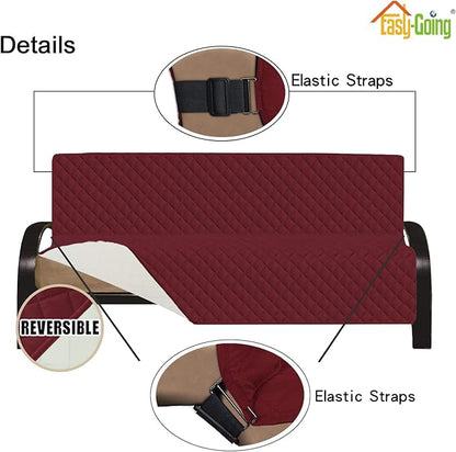 Easy-Going Futon Sofa Slipcover Reversible Sofa Cover Armless Cover Furniture Protector Couch Cover Water Resistant Pets, Kids, Children, Dog, Cat Christmas Red/Ivory
