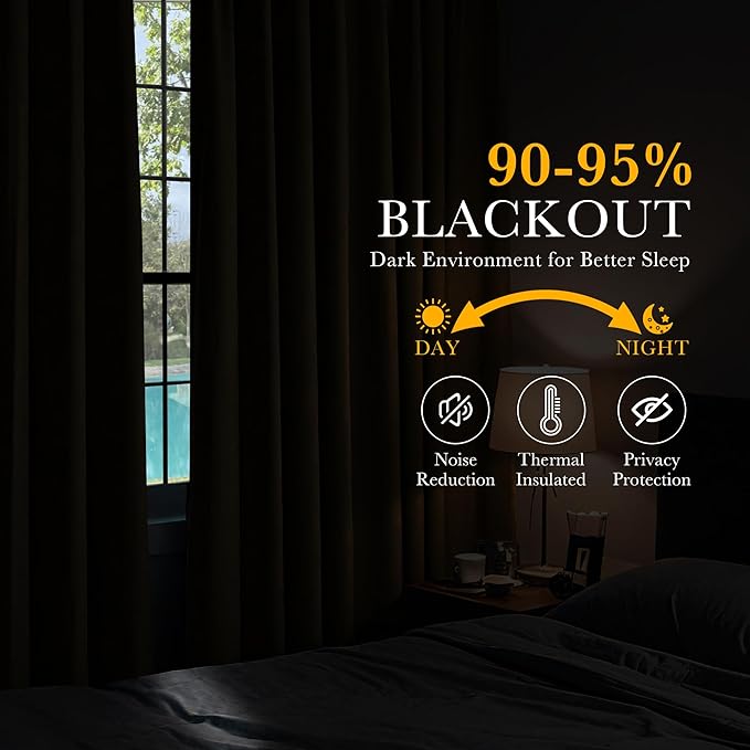 PONY DANCE Black Curtains 84 inch Long 2 Panels Burg for Bedroom - Back Tab & Rod Pocket Thermal Insulated Curtains Room Darkening Drapes for Living Room, 2 Panels, 52 x 84 Inch, Black