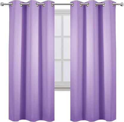 LEMOMO Lavender Thermal Blackout Curtains/42 x 72 Inch/Set of 2 Panels Room Darkening Curtains for Bedroom
