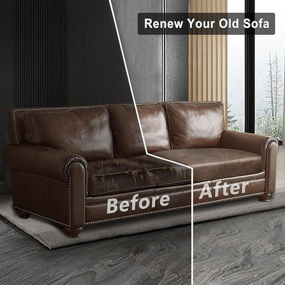 Leather Look Couch Cushion Covers Sofa Seat Slipcovers Sets Couches Furniture Protector for Sectional Armchair Loveseat Pets Kids Stretch Spandex Fabric (1 Cushion Loveseat, Light Brown)