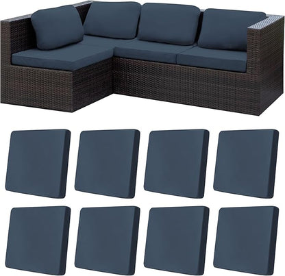8Pcs Stretch Patio Cushion Covers,Outdoor Couch Covers Replacement,Outdoor Couch & Sofa Slipcovers,for Patio Furniture Cushion Covers,Washable Reusable Furniture Protector (Grey Blue,Cover Only)