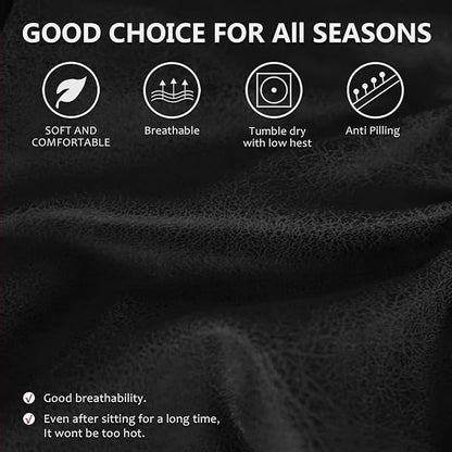 Leather Look Couch Cushion Covers Sofa Seat Slipcovers Sets Couches Furniture Protector for Sectional Armchair Loveseat Pets Kids Stretch Spandex Fabric (2 T-Cushion Loveseat, Black)