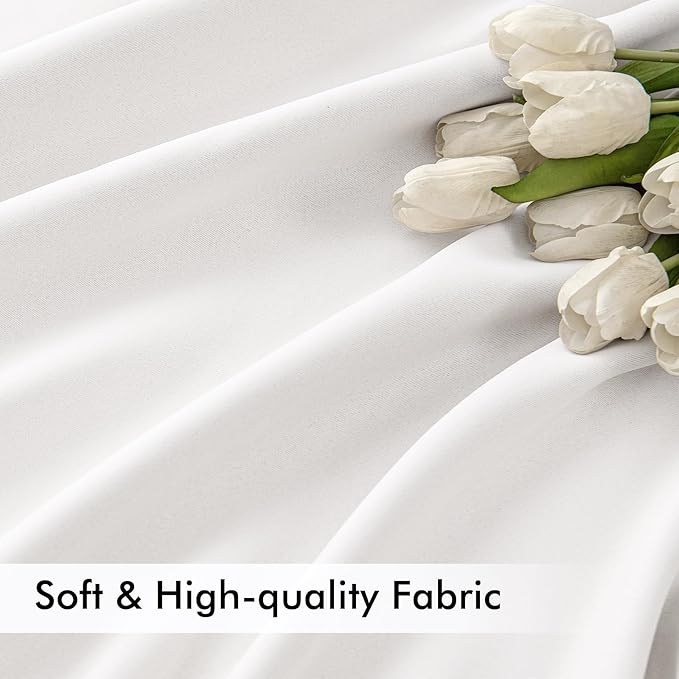 MIULEE Pure White Back Tab Light Blocking Curtains 72 Inch Length 2 Panels Set for Living Room Bedroom Privacy, Rod Pocket/Pinch Pleat Thermal Insulated Room Darkening Pleated Blackout Drapes