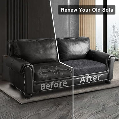 Leather Look Couch Cushion Covers Sofa Seat Slipcovers Sets Couches Furniture Protector for Sectional Armchair Loveseat Pets Kids Stretch Spandex Fabric (1 Cushion Loveseat, Dark Grey)
