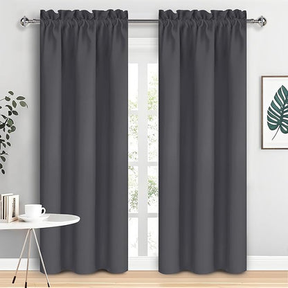 DWCN Blackout Curtains for Bedroom 84 inches Long 2 Panels Set, Solid Thermal Insulated Energy Saving Rod Pocket Window Treatment Curtains Blackout Drapes (W38 x L84 Inch, Dark Grey)