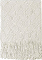 BOURINA Beige Throw Blanket 60x80 Inches Throw Textured Solid Soft Sofa Throw Couch Knitted Decorative Blanket