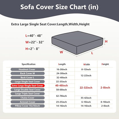 Couch Cushion Covers for Sofa Couch Covers Wear-Resistant Universal Sofa Cover Washable Stretch for Sectional Slipcovers (Texture-Gray,Extra Large Single Seat Cover)