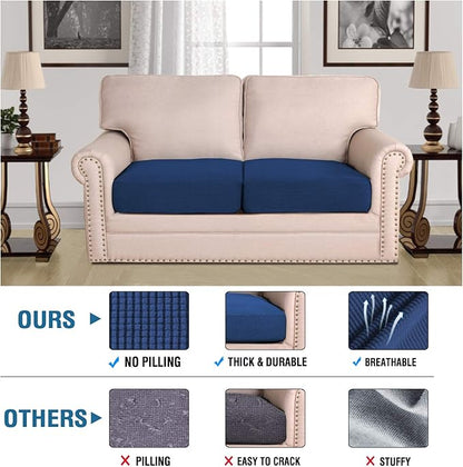 H.VERSAILTEX High Stretch Couch Cushion Covers,Chair Sofa Seat Slipcovers Couch Cushion Cover Stretch Furniture Protector for Kids, Pets(2 Packs Cushion Loveseat Covers, Navy)