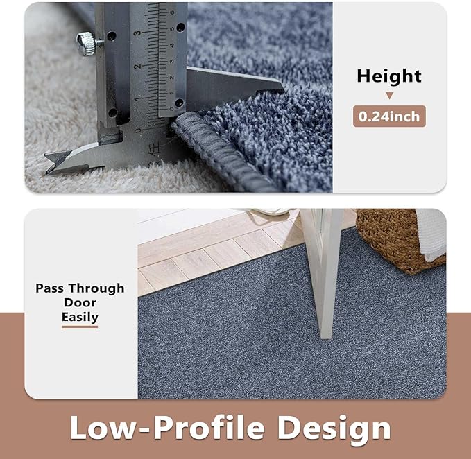 FinRèc 2x6 Washable Runner Rugs for Kitchen Hallway Bedroom, Low Pile Thin Rug Solid Color, Non-Slip Carpet Indoor for Home Decor (Navy Blue)
