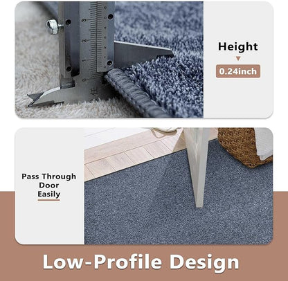 FinRèc 2x6 Washable Runner Rugs for Kitchen Hallway Bedroom, Low Pile Thin Rug Solid Color, Non-Slip Carpet Indoor for Home Decor (Navy Blue)