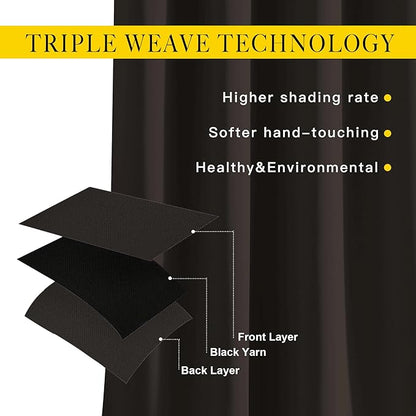 NICETOWN Toffee Brown Room Darkening 102 inch Curtains, Grommet Thermal Curtains Weighted Window Treatments for Living Room/Farmhouse, W46 x L102, 2 Panels