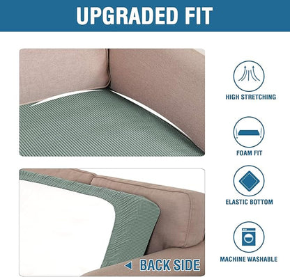 H.VERSAILTEX Super Stretch Individual Seat Cushion Covers Sofa Covers Couch Cushion Covers Slipcover Sets Thick Jacquard Textured Twill Fabric (1 Piece Sofa Cushion Cover, Sage)