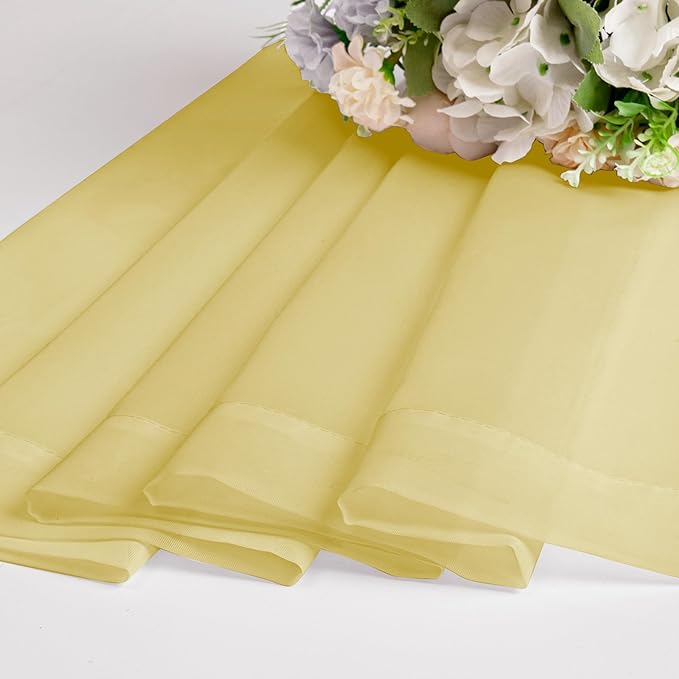 Chyhomenyc Mustard Yellow Sheer Curtains 108 Inches Long - Light Filtering Elegant Voile Extra Long Panel Drapes for Living Room Floor to Ceiling Window, Each 42Wx108L Inch, 9FT, 2 Panels