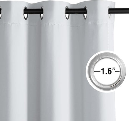 NICETOWN Room Darkening Draperies Curtains Panels, 2 Panels Greyish White W52 x L96