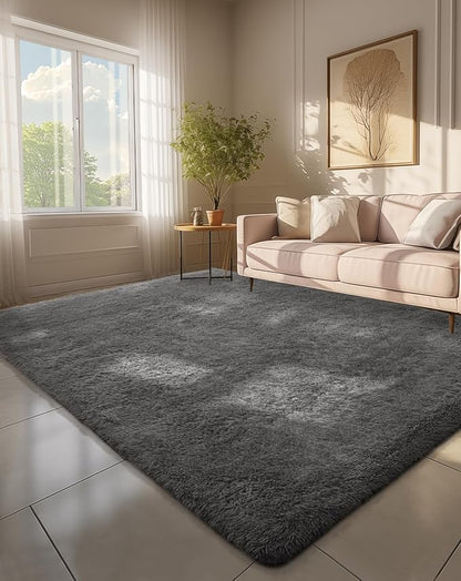 Ophanie 6x9 Area Rugs, Upgrade Non-Slip Fluffy Soft Rugs for Living Room, Large Shag Grey Fuzzy Plush Rug, Gray Shaggy Big Carpets for Bedroom, Kids Boys Girls Dorm Nursery Home Decor Aesthetic
