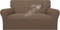 Easy-Going 100% Waterproof Loveseat Couch Cover, Dual Waterproof Sofa Cover, Stretch Jacquard Sofa Slipcover, Leakproof Furniture Protector for Kids, Pets, Dog and Cat (Loveseat, Brown)
