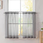 Simplebrand Grey Short Sheer Kitchen Tier Curtains 36/42 Inch Rod Pocket Cafe Curtains Half Window for Bathroom/Small Windows, 2 Panels