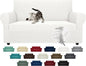 ZNSAYOTX Super Stretch Couch Cover Love Seat Sofa Covers for Living Room Dogs Pet Friendly Furniture Protector Spandex Loveseat Slipcovers with Anti Slip Foam Sticks (White, Loveseat)